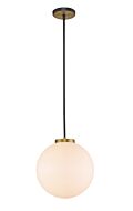 Z-Lite Parsons 1-Light Pendant Light In Matte Black With Olde Brass