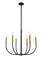 Z-Lite Haylie 6-Light Chandelier In Matte Black With Olde Brass