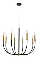 Z-Lite Haylie 8-Light Chandelier In Matte Black With Olde Brass