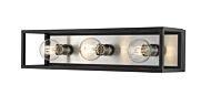 Z-Lite Kube 3-Light Bathroom Vanity Light In Matte Black With Brushed Nickel