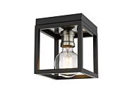 Z-Lite Kube 1-Light Flush Mount Ceiling Light In Matte Black With Brushed Nickel