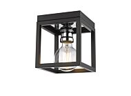 Z-Lite Kube 1-Light Flush Mount Ceiling Light In Matte Black With Chrome