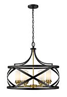 Z-Lite Malcalester 6-Light Pendant Light In Matte Black With Olde Brass