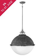 Hinkley Fletcher 3-Light Pendant In Aged Zinc With Polished Nickel Accent