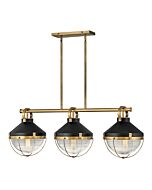 Hinkley Crew 3-Light Linear Chandelier In Heritage Brass