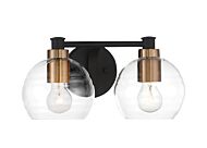 Minka Lavery Keyport 2 Light Bathroom Vanity Light in Sand Coal With Natural Brushed Brass