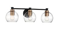 Minka Lavery Keyport 3 Light Bathroom Vanity Light in Sand Coal With Natural Brushed Brass