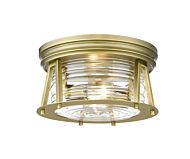 Z-Lite Cape Harbor 2-Light Flush Mount Ceiling Light In Rubbed Brass