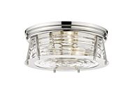 Z-Lite Cape Harbor 3-Light Flush Mount Ceiling Light In Polished Nickel