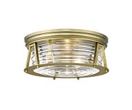 Z-Lite Cape Harbor 3-Light Flush Mount Ceiling Light In Rubbed Brass