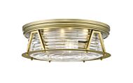 Z-Lite Cape Harbor 4-Light Flush Mount Ceiling Light In Rubbed Brass