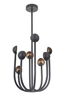 Craftmade Foundry 8 Light Modern Chandelier in Matte Black with Gold Leaf