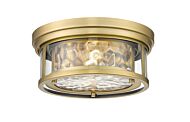 Z-Lite Clarion 2-Light Flush Mount Ceiling Light In Rubbed Brass