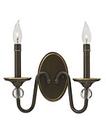 Hinkley Eleanor 2-Light Wall Sconce In Light Oiled Bronze