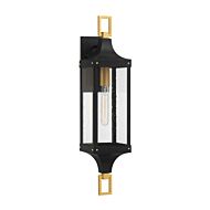 Glendale One Light Outdoor Wall Lantern in Matte Black and Weathered Brushed Brass by Savoy House