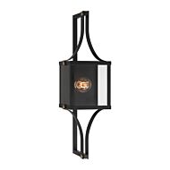 Raeburn One Light Outdoor Wall Lantern in Matte Black and Weathered Brushed Brass by Savoy House