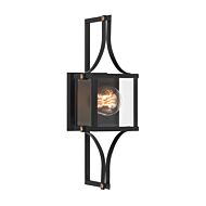 Raeburn One Light Outdoor Wall Lantern in Matte Black and Weathered Brushed Brass by Savoy House