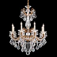 Schonbek La Scala 8 Light Chandelier in Florentine Bronze with Clear Heritage Crystals