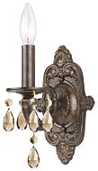 Crystorama Paris Market Wall Sconce in Venetian Bronze with Golden Teak Swarovski Crystals