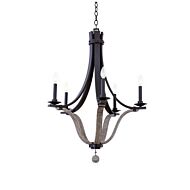 Kalco Lansing 5 Light Modern Farmhouse Chandelier in Satin Bronze