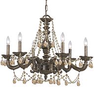 Crystorama Paris Market 6 Light 22 Inch Chandelier in Venetian Bronze with Golden Teak Swarovski Crystals