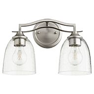 Quorum Jardin 2 Light 10 Inch Bathroom Vanity Light in Satin Nickel with