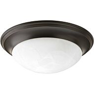 Alabaster Glass 1-Light Flush Mount in Antique Bronze