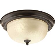 Dome Glass - Etched 2-Light Flush Mount in Antique Bronze