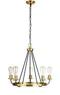 Craftmade Randolph 5 Light Transitional Chandelier in Flat Black with Satin Brass