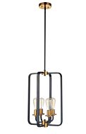 Craftmade Randolph 4 Light 14 Inch Foyer Light in Flat Black with Satin Brass