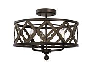 Whittaker Three Light Semi Flush Mount in Brownstone by Kalco