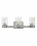 Hinkley Miley 3-Light Bathroom Vanity Light In Brushed Nickel With Clear Glass