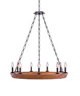 Lansdale Nine Light Chandelier in Black Iron by Kalco