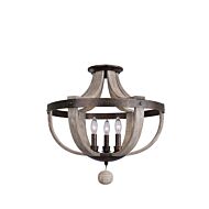 Harper Three Light Semi Flush Mount in Florence Gold by Kalco