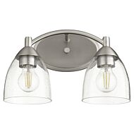 Quorum Barkley 2 Light 10 Inch Bathroom Vanity Light in Satin Nickel with