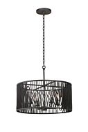 Morre Four Light Convertible Pendant  Semi Flush in Black Iron by Kalco