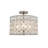 Prado Three Light Semi Flush Mount in Oxidized Silver Leaf by Kalco