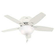 Hunter Newsome 2 Light 42 Inch Indoor Flush Mount Ceiling Fan in Fresh White