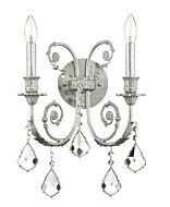 Crystorama Regis 2 Light 15 Inch Wall Sconce in Olde Silver with Clear Swarovski Strass Crystals