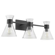 Beldar 3-Light Bathroom Vanity Light in Matte Black w with Clear Glass