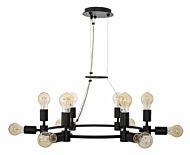 Kalco Union 12 Light Chandelier in Matte Black