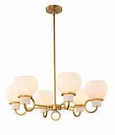 Kalco Ascher 6 Light Transitional Chandelier in Winter Brass