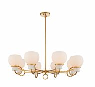 Kalco Ascher 8 Light Transitional Chandelier in Winter Brass