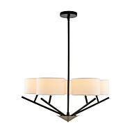 Kalco Tahoe 5 Light Chandelier in Matte Black with Polished Nickel