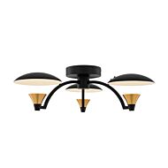 Redding LED Semi Flush Mount in Matte Black White and Brass Accent by Kalco