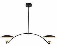 Kalco Redding Pendant Light in Matte Black with White and Brass Accent