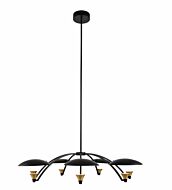 Kalco Redding Chandelier in Matte Black with White and Brass Accent