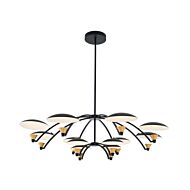 Redding LED Chandelier in Matte Black White and Brass Accent by Kalco