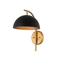 Marcel One Light Wall Sconce in Matte Black New Brass by Kalco