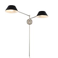 Bruno Two Light Wall Sconce in Matte Black Polished Nickel by Kalco